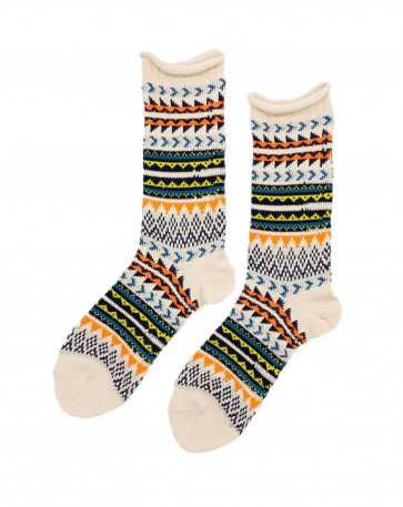 Geometric Tribal Socks - Beige