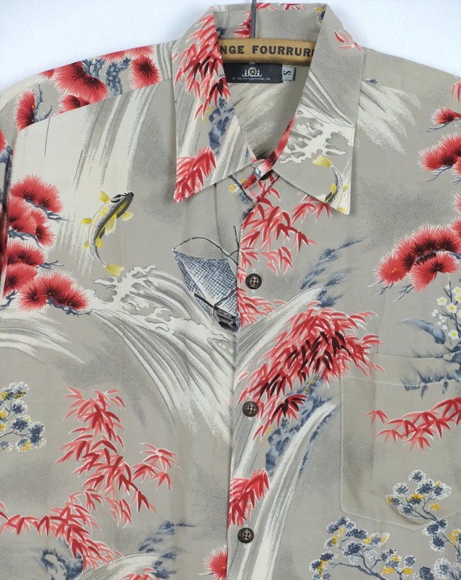 IOLANI ALOHA SHIRT FISHERMAN GREY